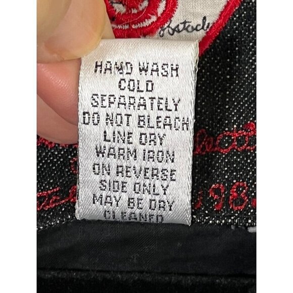 Chicos Denim Jacket M Gray Striped Embroidery Western Aztec Boho Retro 80s Chic - Picture 15 of 16